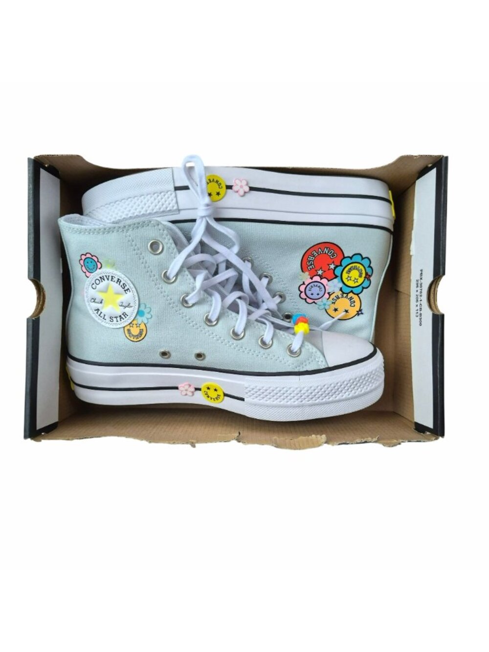 Converse Chuck Taylor Lift Platform Smiles 8 Womens Shoes Sneakers Blue A16296C - Picture 7 of 10